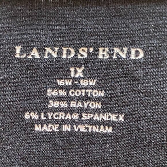Lands Ends Black Long Sleeve‎ Tee Shirt Casual Comfy Top Plus Size 1X - Picture 2 of 5
